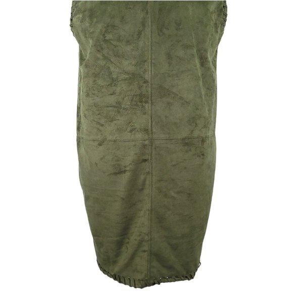 ASTR The Label Green Faux Suede Mini Dress Womens Sz S Sleeveless Slash Pockets - Picture 8 of 12